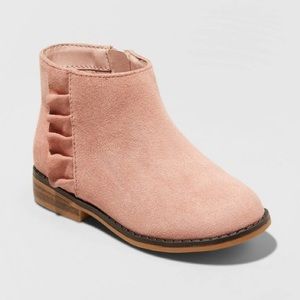 Cat & Jack Girls Booties Boots Shoes 7 Pink Blush Faux Suede Leather Zip Up NWT